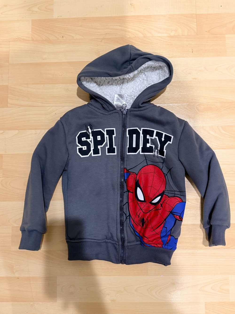 Marvel Sherpa Lined Spiderman Full Zip Sweatshirt Size 4T